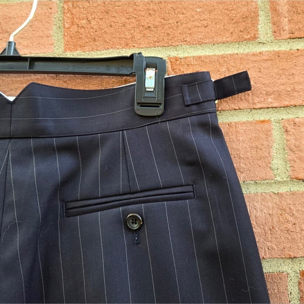 Wright Le Chapelain Pinstriped Wool Bermuda Shorts Charcoal Navy Size 12 - Picture 6 of 8